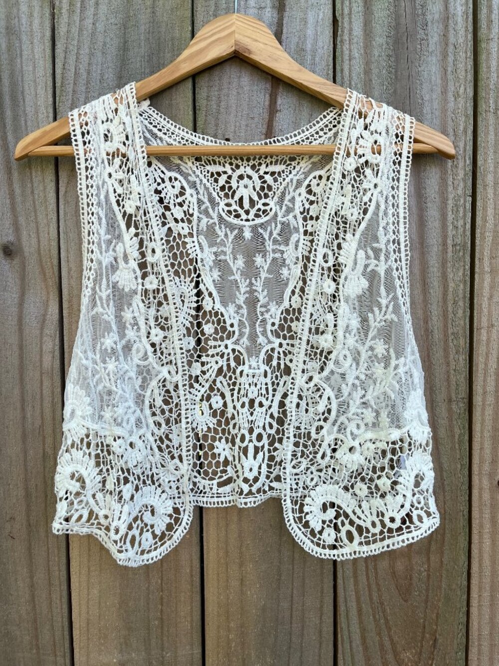 Vintage 90s Cream Lace Vest